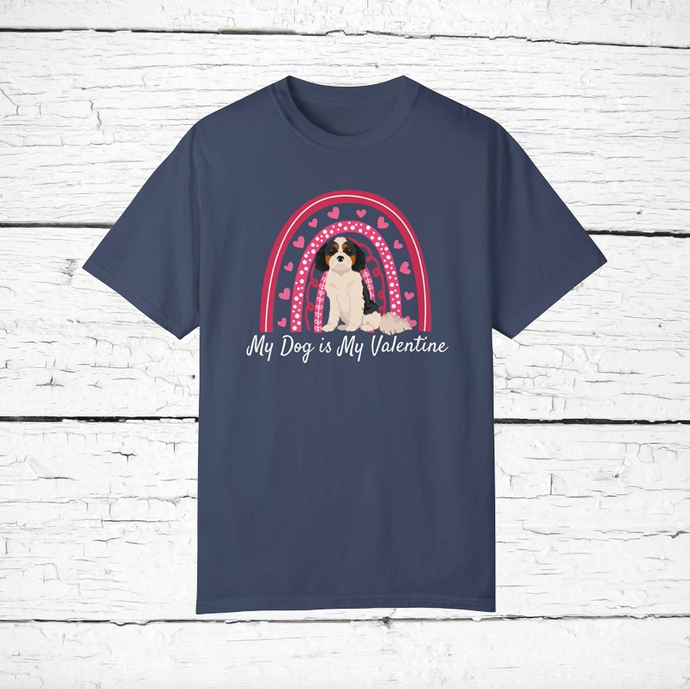 Cavachon (Cavalier/Bichon mix) 'My Dog is My Valentine' 100% cotton t-shirt customized