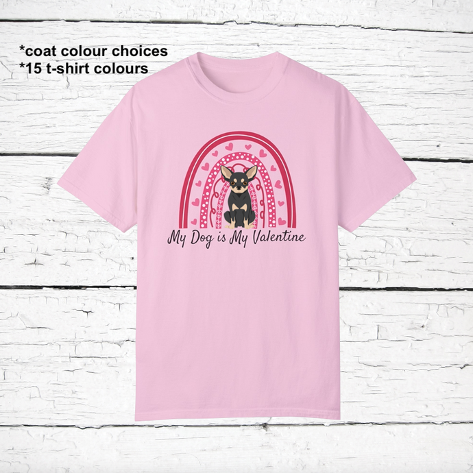 Chihuahua (shorthaired) 'My Dog is My Valentine' 100% cotton t-shirt customized