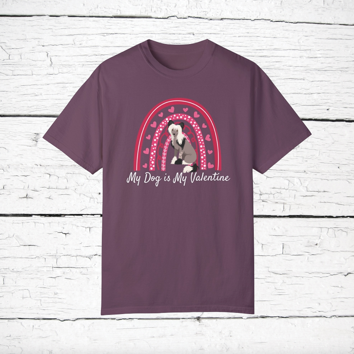 Chinese Crested 'My Dog is My Valentine' 100% cotton t-shirt customized