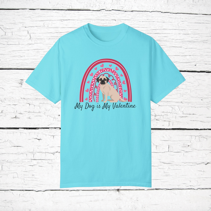 Chug (Chihuahua/Pug mix) 'My Dog is My Valentine' 100% cotton t-shirt customized