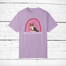 Load image into Gallery viewer, Corgipoo (Corgi/Poodle mix) &#39;My Dog is My Valentine&#39; 100% cotton t-shirt customized
