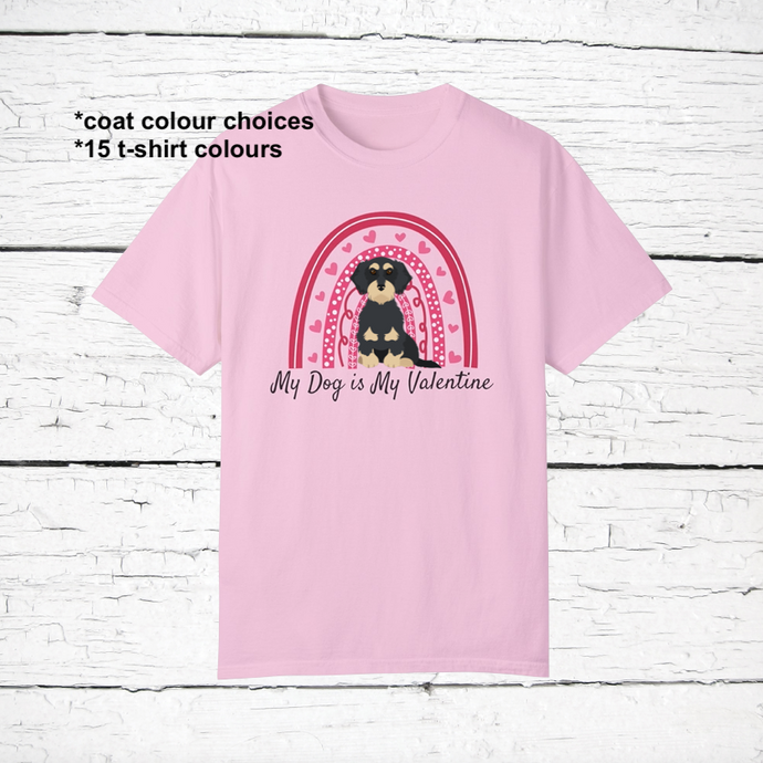 Dachshund (wirehaired) 'My Dog is My Valentine' 100% cotton t-shirt customized