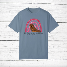 Load image into Gallery viewer, Doxiepoo (Dachshund/Poodle mix) &#39;My Dog is My Valentine&#39; 100% cotton t-shirt customized
