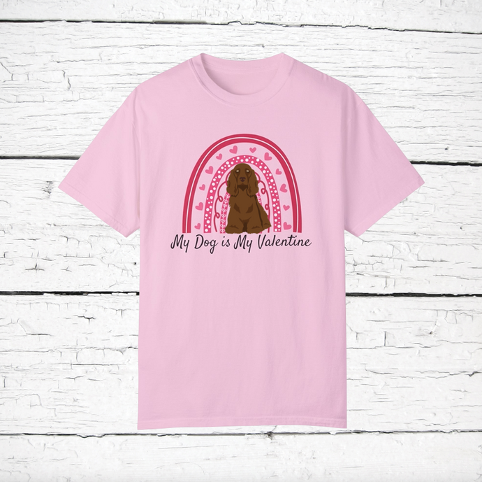 Field Spaniel 'My Dog is My Valentine' 100% cotton t-shirt customized