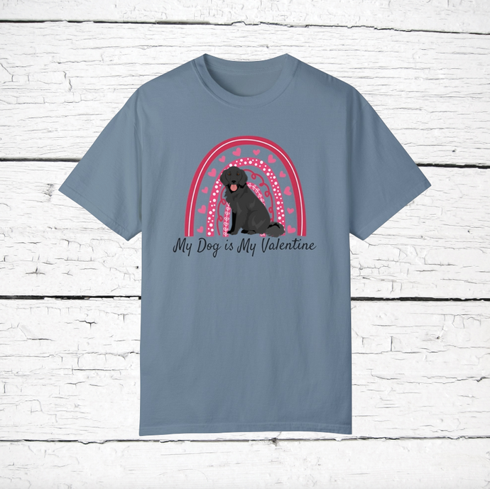 Flat Coated Retreiver 'My Dog is My Valentine' 100% cotton t-shirt customized