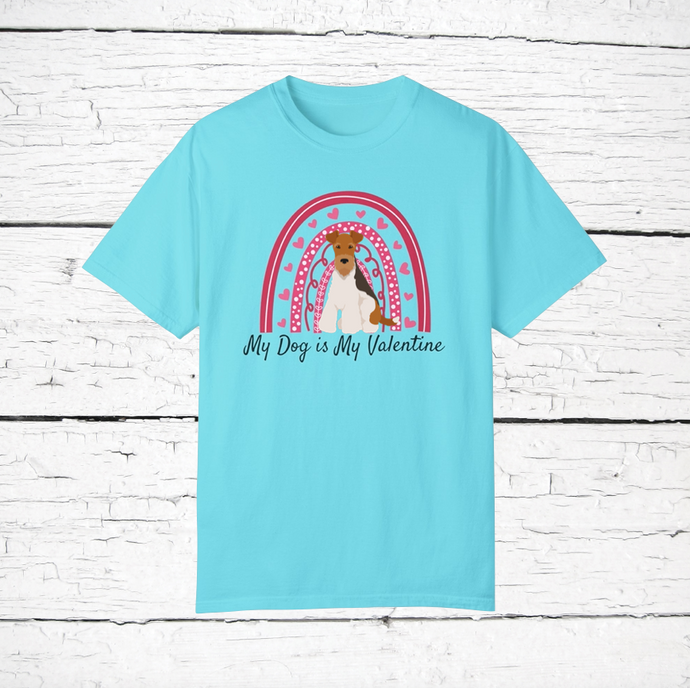 Wire Fox Terrier 'My Dog is My Valentine' 100% cotton t-shirt customized