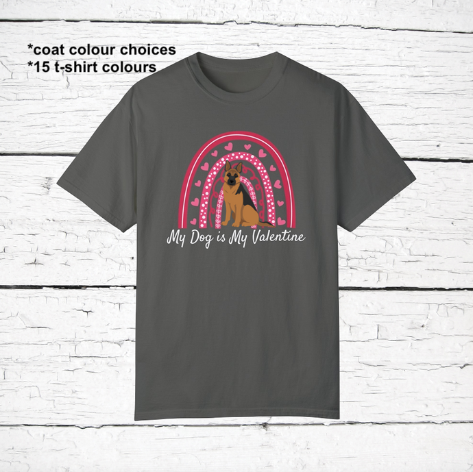 German Shepherd 'My Dog is My Valentine' 100% cotton t-shirt customized