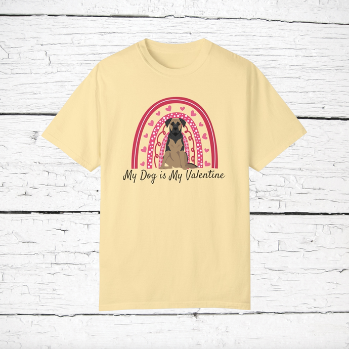 German Sheprador (German Shepherd/Labrador mix) 'My Dog is My Valentine' 100% cotton t-shirt customized