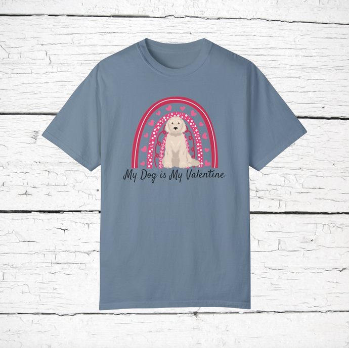 Goldendoodle (Golden Retriever/Poodle mix) 'My Dog is My Valentine' 100% cotton t-shirt customized