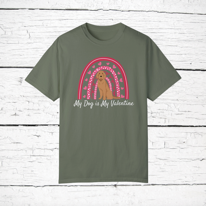 Goldendoodle (Golden Retriever/Poodle mix) 'My Dog is My Valentine' 100% cotton t-shirt customized