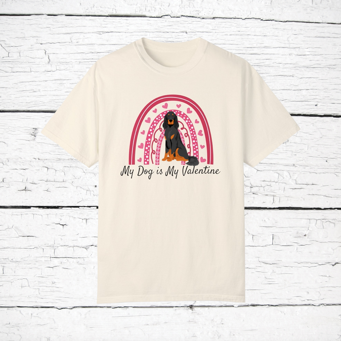 Gordon Setter 'My Dog is My Valentine' 100% cotton t-shirt customized