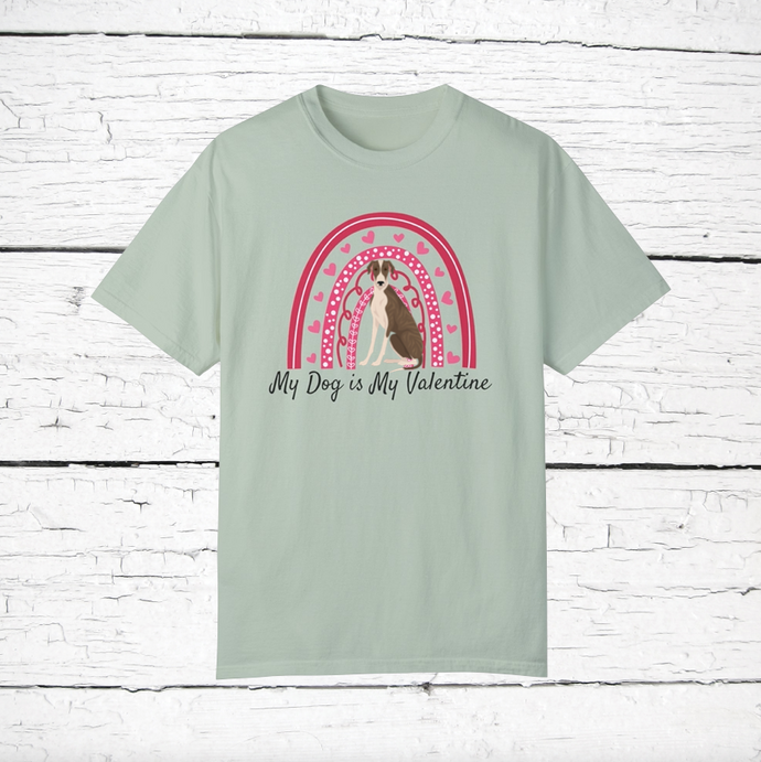 Greyhound 'My Dog is My Valentine' 100% cotton t-shirt customized