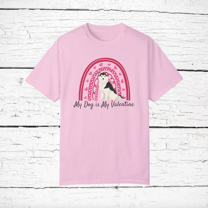 Greenland Dog 'My Dog is My Valentine' 100% cotton t-shirt customized
