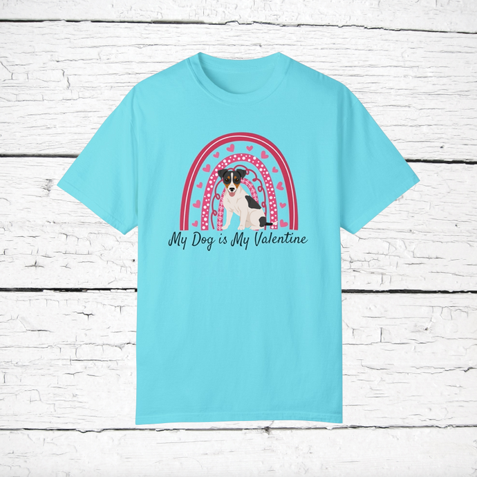 Jack Russell (smooth coat) 'My Dog is My Valentine' 100% cotton t-shirt customized