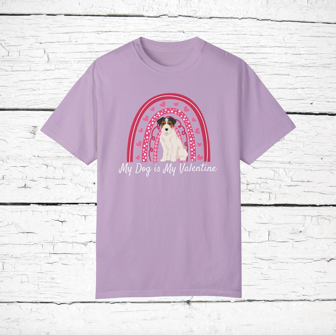 Jack Russell (wire coat) 'My Dog is My Valentine' 100% cotton t-shirt customized
