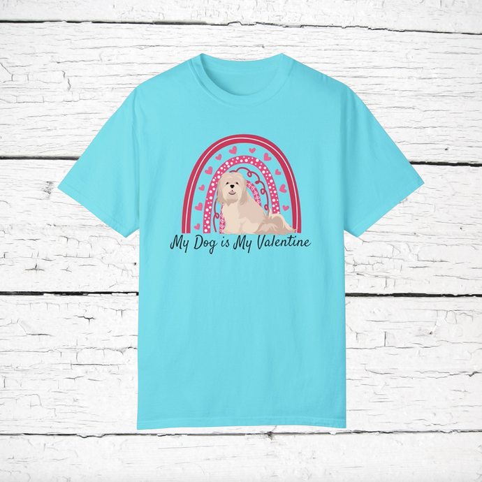 Lhasa Apso 'My Dog is My Valentine' 100% cotton t-shirt customized