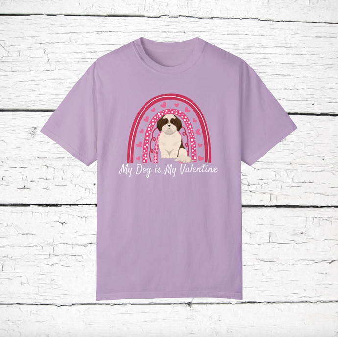 Mal-Shi (Maltese/Shih Tzu mix) 'My Dog is My Valentine' 100% cotton t-shirt customized