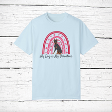 Load image into Gallery viewer, Miniature Pinscher (cropped ears) &#39;My Dog is My Valentine&#39; 100% cotton t-shirt customized
