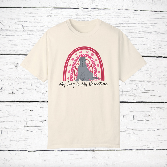 Neapolitan Mastiff (cropped ears) 'My Dog is My Valentine' 100% cotton t-shirt customized