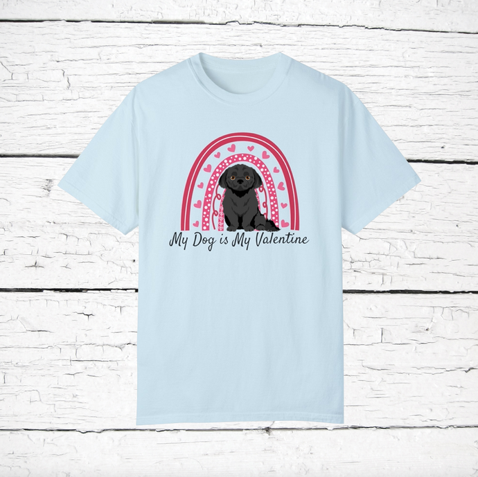 Peekapoo (Pekingese/Poodle mix) 'My Dog is My Valentine' 100% cotton t-shirt customized