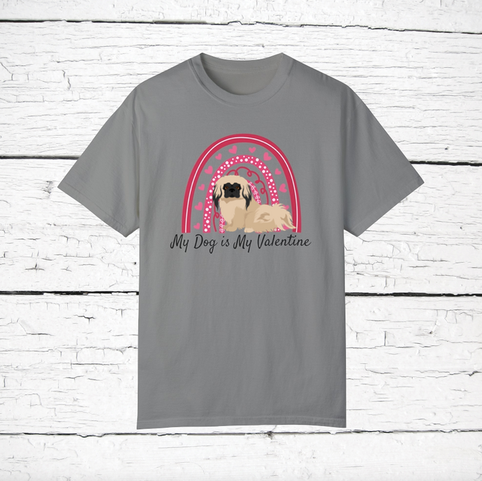 Pekingese 'My Dog is My Valentine' 100% cotton t-shirt customized