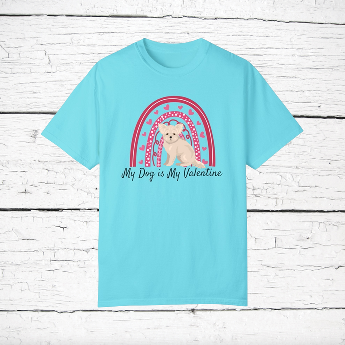 Pomapoo (Pomeranian/Poodle mix) 'My Dog is My Valentine' 100% cotton t-shirt customized