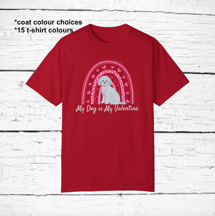 Miniature Poodle 'My Dog is My Valentine' 100% cotton t-shirt customized