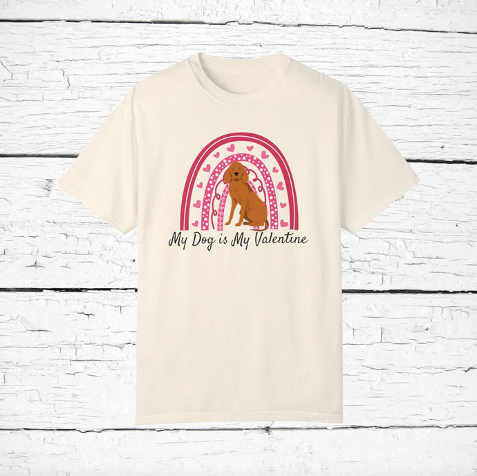 Redbone Coonhound 'My Dog is My Valentine' 100% cotton t-shirt customized