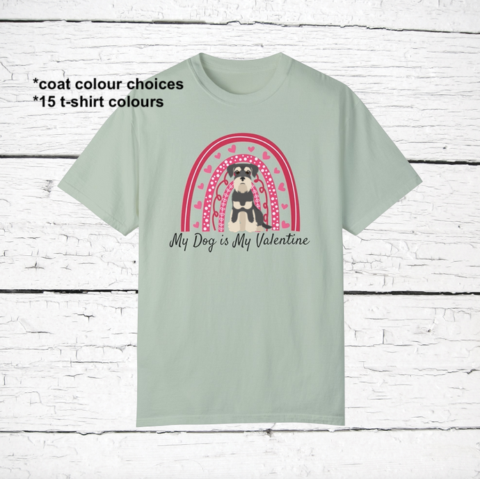 Miniature Schnauzer 'My Dog is My Valentine' 100% cotton t-shirt customized