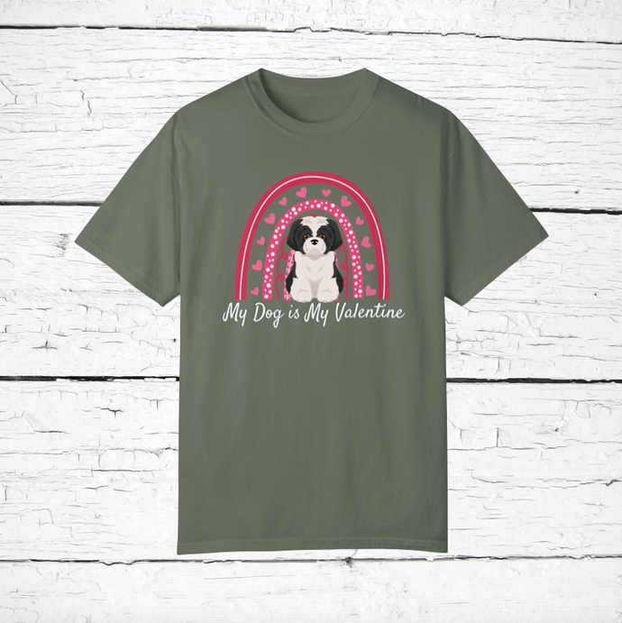 Shih Poo (Shih Tzu/Poodle mix) 'My Dog is My Valentine' 100% cotton t-shirt customized