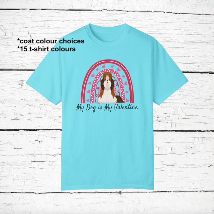 Shih Tzu 'My Dog is My Valentine' 100% cotton t-shirt customized