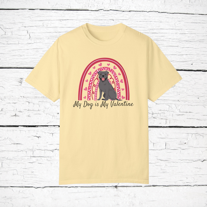 Staffordshire Bull Terrier 'My Dog is My Valentine' 100% cotton t-shirt customized