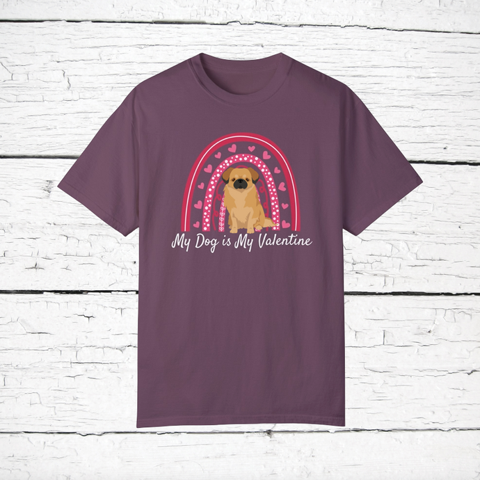 Tibetan Spaniel 'My Dog is My Valentine' 100% cotton t-shirt customized