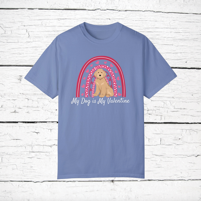 Whoodle (Wheaten Terrier/Poodle mix) 'My Dog is My Valentine' 100% cotton t-shirt customized