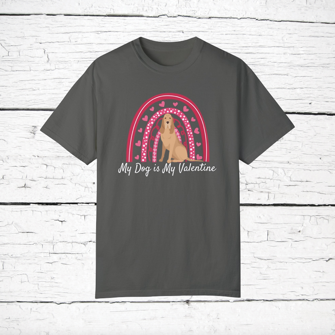 Bloodhound 'My Dog is My Valentine' 100% cotton t-shirt customized