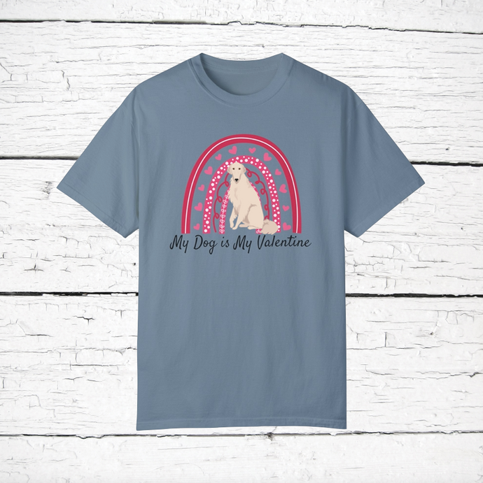 Borzoi 'My Dog is My Valentine' 100% cotton t-shirt customized