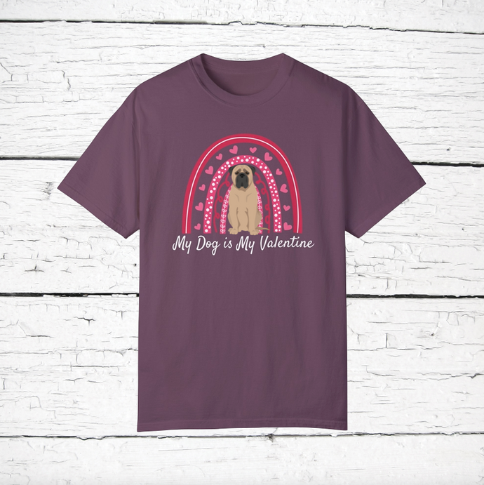 Bullmastiff 'My Dog is My Valentine' 100% cotton t-shirt customized