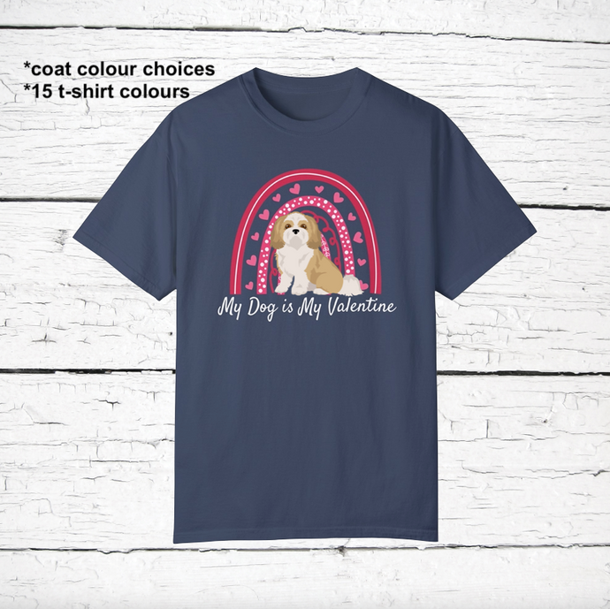 Shih Tzu (puppy clip) 'My Dog is My Valentine' 100% cotton t-shirt customized