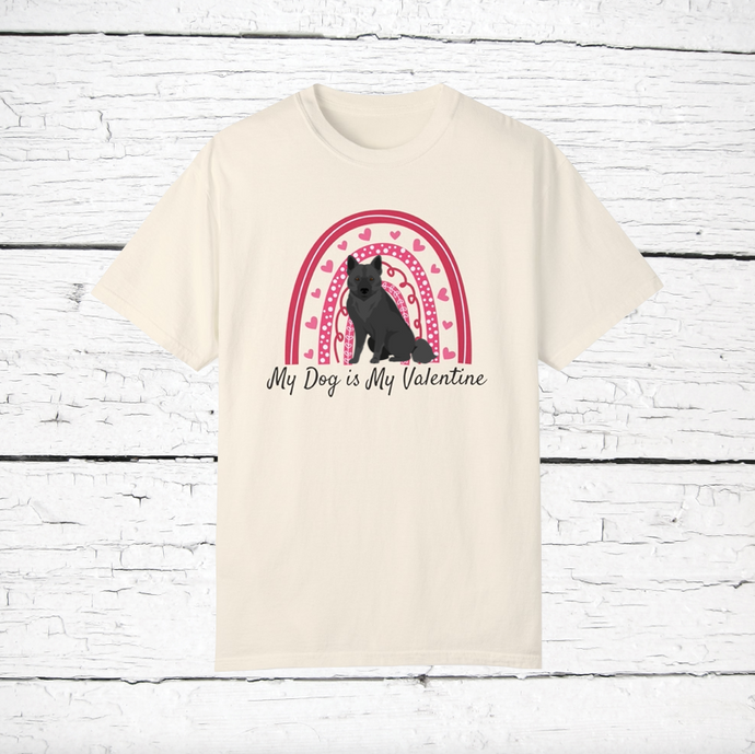 Black Norwegian Elkhound 'My Dog is My Valentine' 100% cotton t-shirt customized