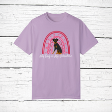 Load image into Gallery viewer, Miniature Pinscher (tipped ears) &#39;My Dog is My Valentine&#39; 100% cotton t-shirt customized
