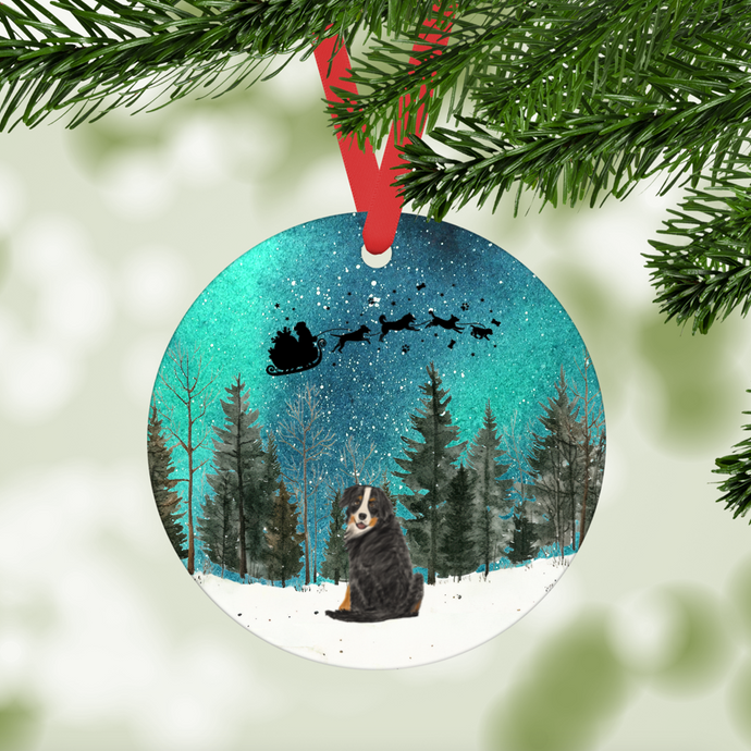 Bernese Mountain Dog Northern Lights Ornament