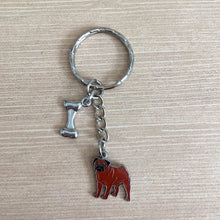 Load image into Gallery viewer, Pug enamel charm key ring - tiny Pug
