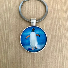 Load image into Gallery viewer, Penguin glass dome key ring

