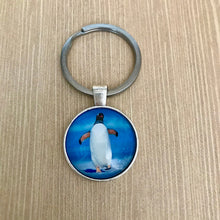 Load image into Gallery viewer, Penguin glass dome key ring
