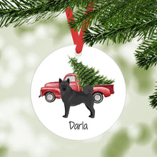 Load image into Gallery viewer, Black Norwegian Elkhound ornament personalized
