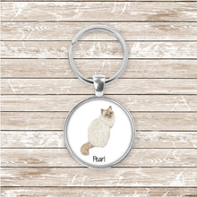 Load image into Gallery viewer, Birman cat keychain personalized
