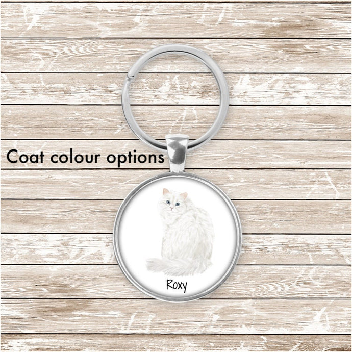 Persian cat keychain personalized
