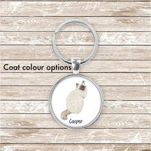 Load image into Gallery viewer, Birman cat keychain personalized
