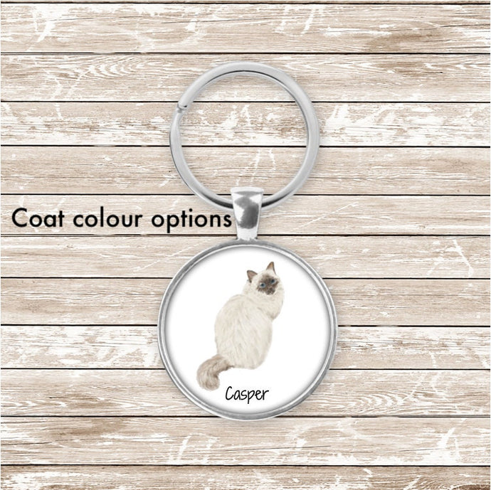 Birman cat keychain personalized