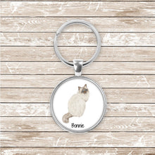 Load image into Gallery viewer, Birman cat keychain personalized
